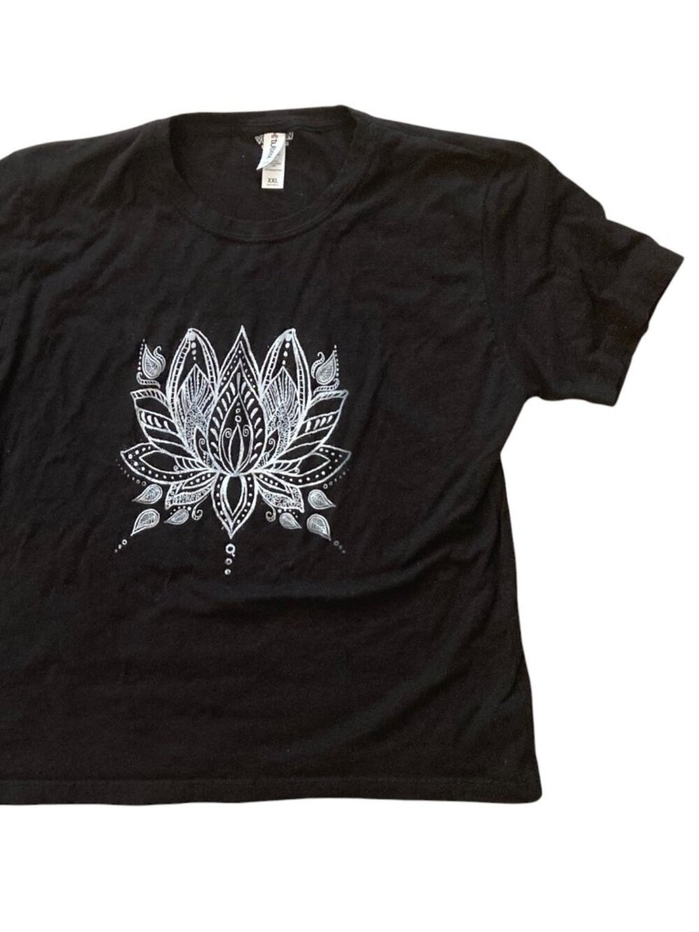 Women's FIFTH SUN Lotus Flower Graphic Tee T-Shirt BLACK Size XXL
